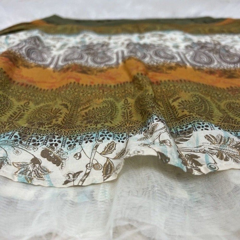 Lucy Lucy Love Vintage Y2K Paisley Ombré Handkerchief Midi Skirt Large Cotton - Picture 8 of 12